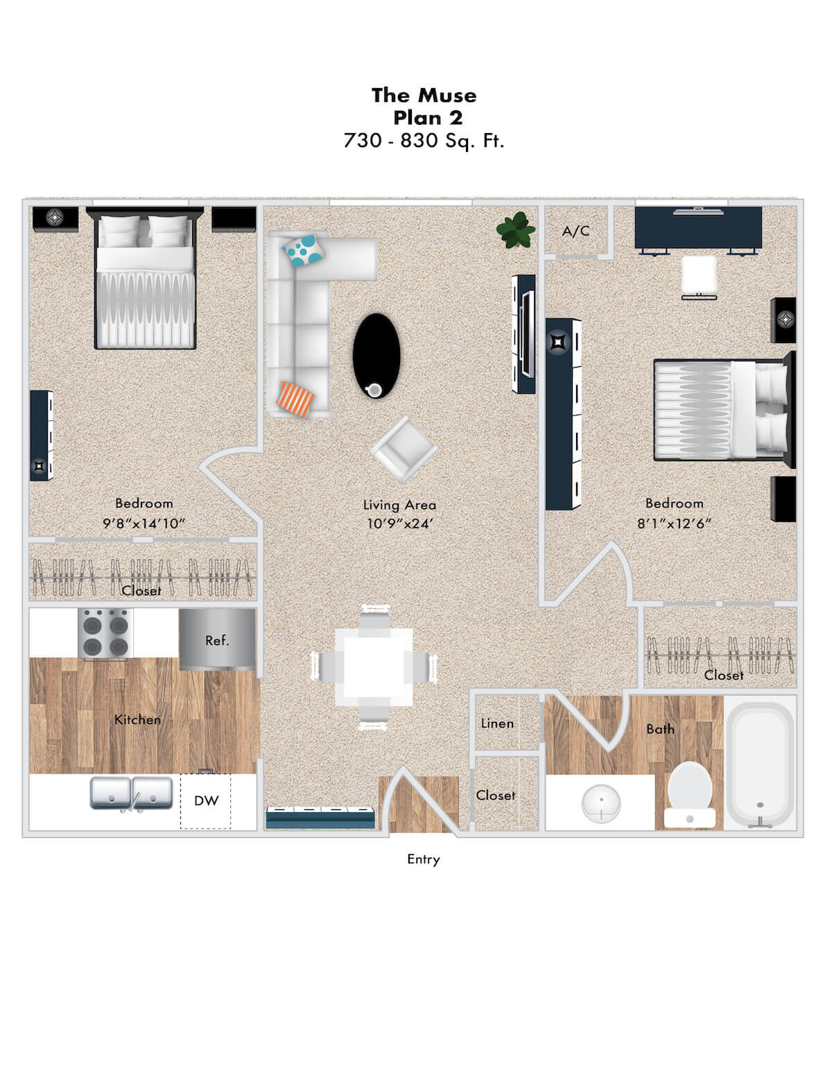 The Muse at Town Center Apartments Spacious 1 and 2